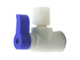 Kugelhahn aus PVC, abgewinkelt, 1/4 Zoll