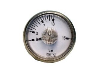 Manometer im  Edelstahlgehäuse, 0 - 16 bar - 1/8 Zoll Anschluss