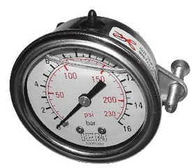 Manometer im Edelstahlgehäuse mit Glycerinfüllung - 1/4 Zoll